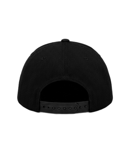 Back view of the black Flow State Signature Cap showing its adjustable snapback closure